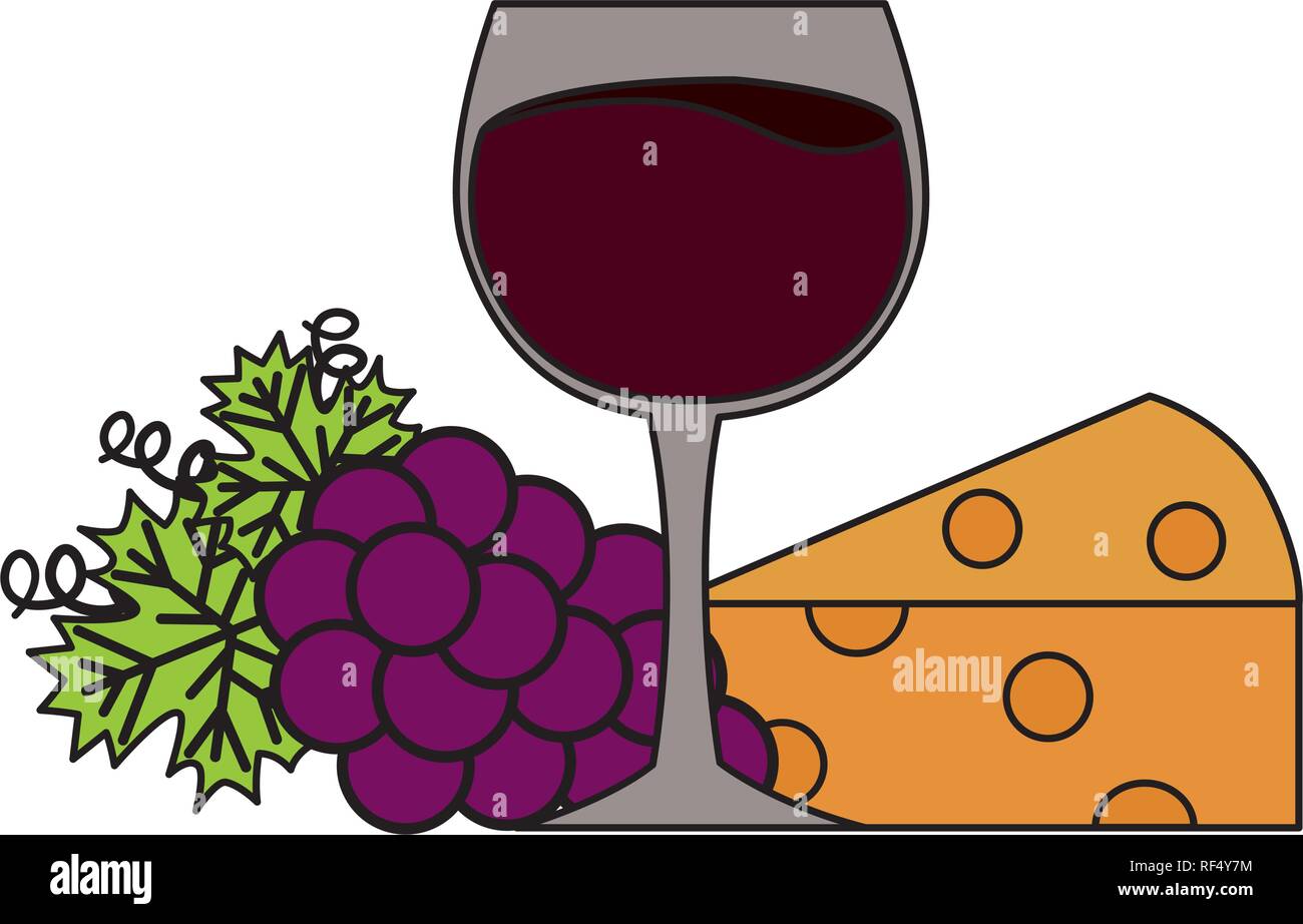 wine cup cheese bunch grapes Stock Vector Image & Art Alamy