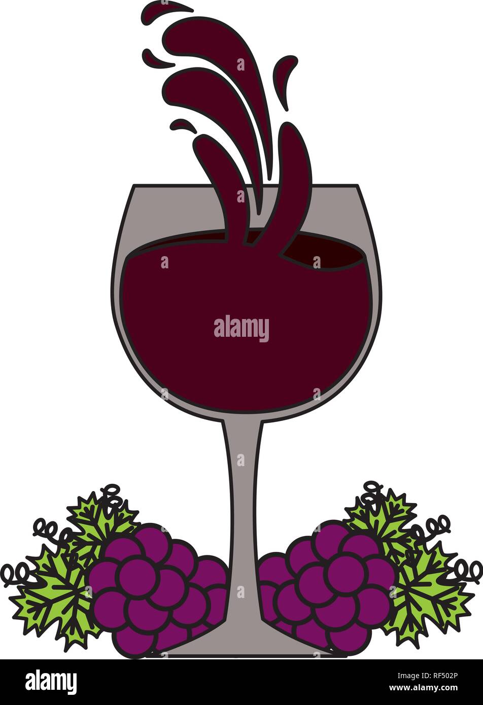 wine cup bunch fresh grapes splash Stock Vector Image & Art Alamy