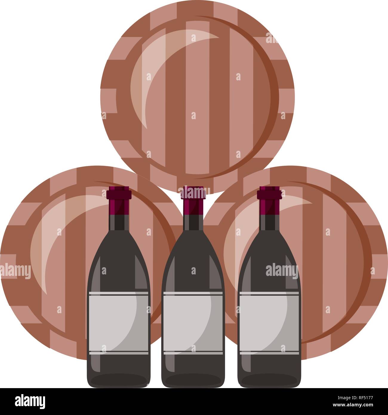 wine wooden barrels and bottles Stock Vector Image & Art Alamy