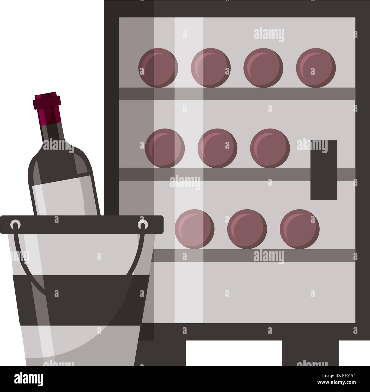 refrigerator wine bottles ice bucket Stock Vector