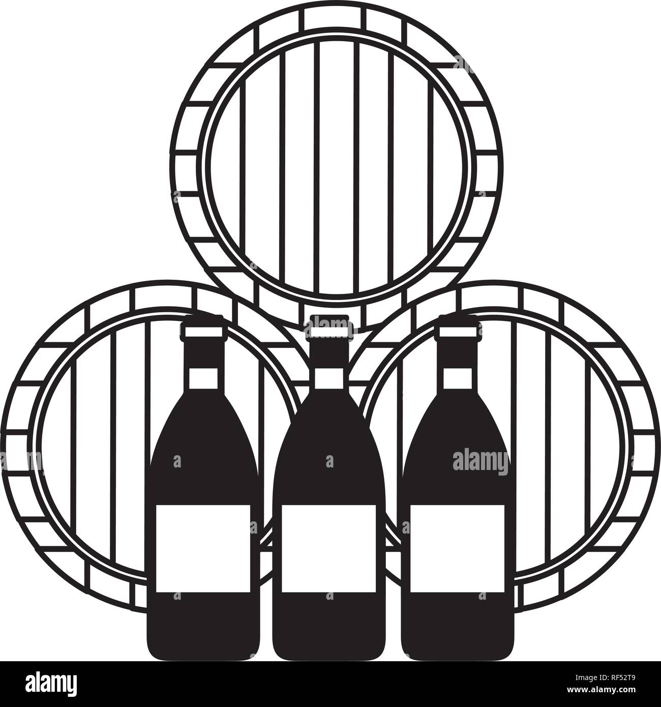 wine wooden barrels and bottles Stock Vector Image & Art Alamy