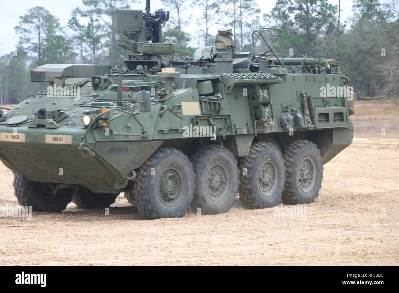 A Interim Armored Vehicle of 9th Brigade Engineer Battalion, 2nd Armored Brigade Combat Team, 3rd Infantry Division returns back to their holding area after completion of there tables Jan. 15, at Fort Stewart, GA. Once complete teams prepare the vehicle for additional tables if necessary.(U.S. Army photo by Spc. Matthew Williams/released) Stock Photo