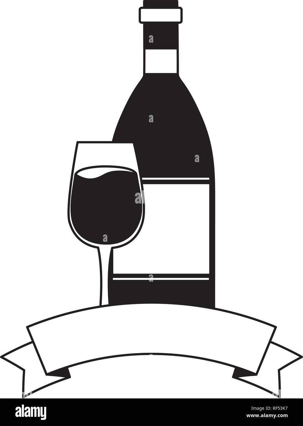 wine bottle and glass cup Stock Vector