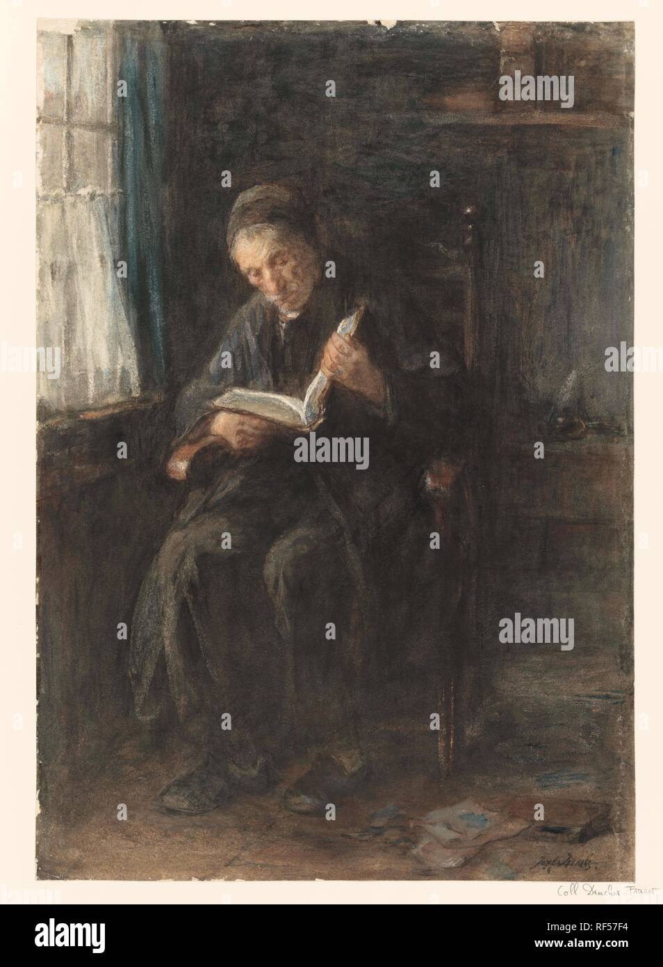 The rabbi. Draughtsman: Jozef Israëls (mentioned on object). Dating: 1834 - 1911. Measurements: h 513 mm × w 358 mm. Museum: Rijksmuseum, Amsterdam. Stock Photo
