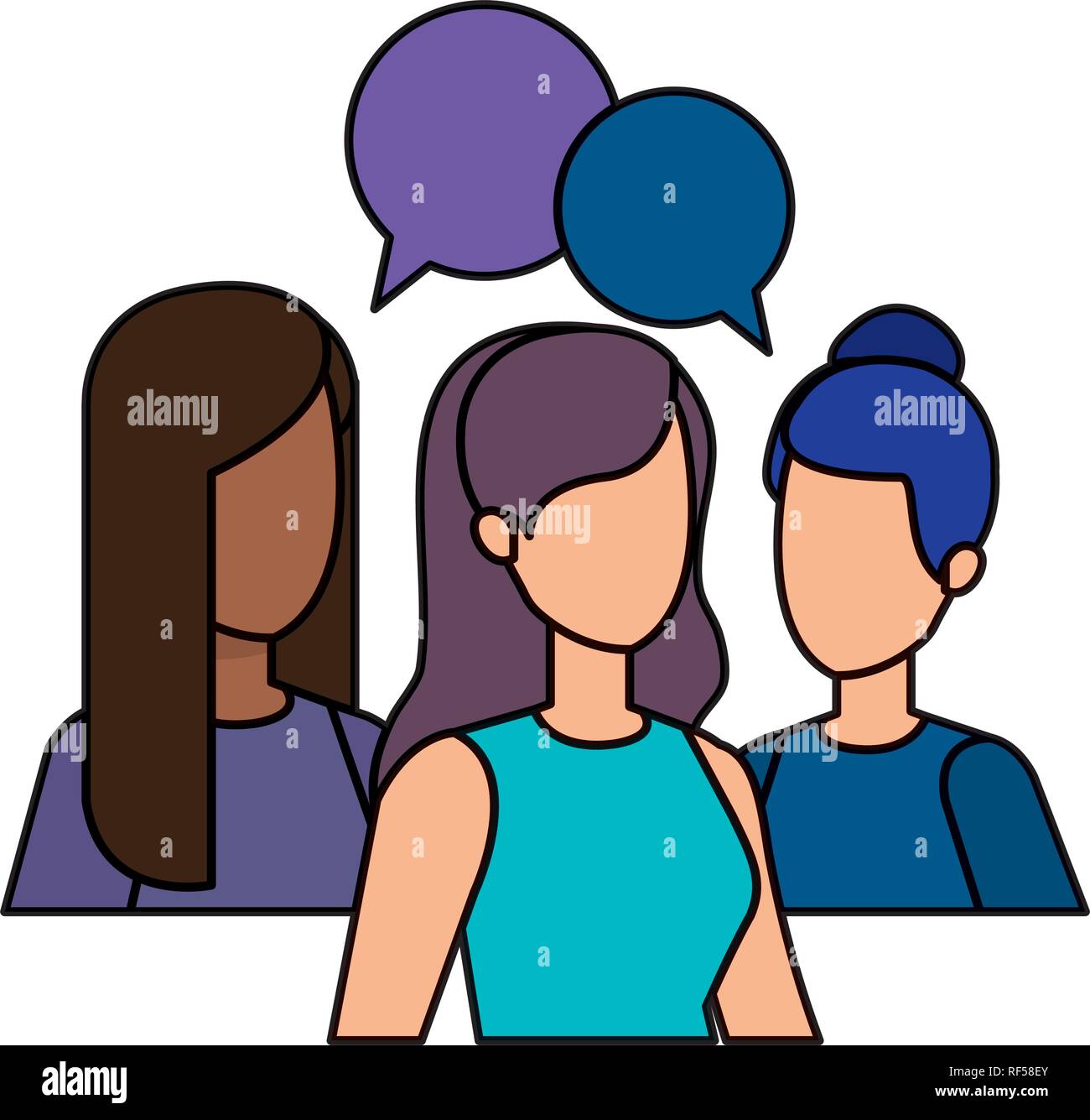 group of girls with speech bubble Stock Vector Image & Art - Alamy