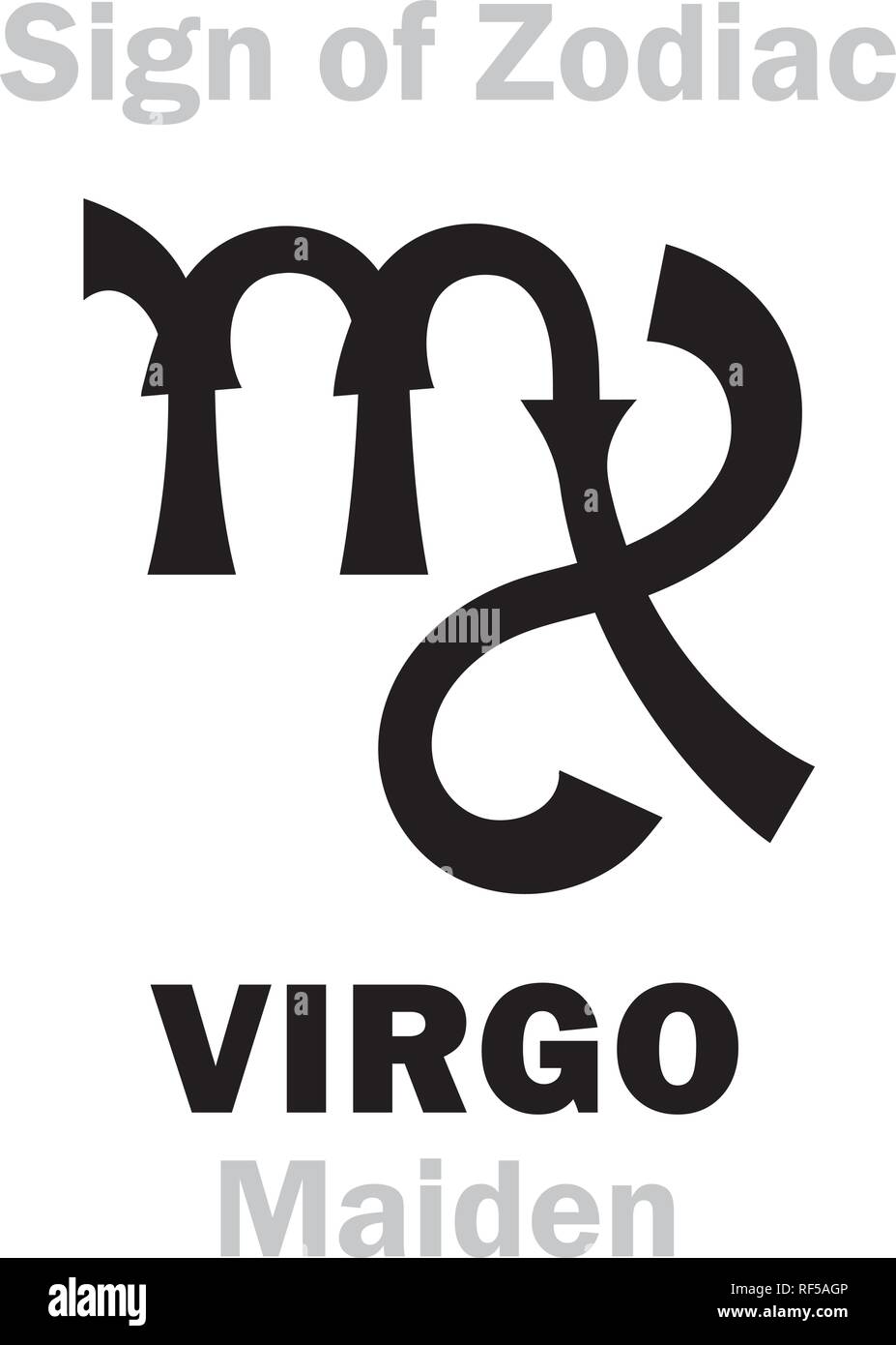 Astrology Alphabet Sign Of Zodiac Virgo The Maiden Hieroglyphics Character Sign Single Symbol Stock Vector Image Art Alamy