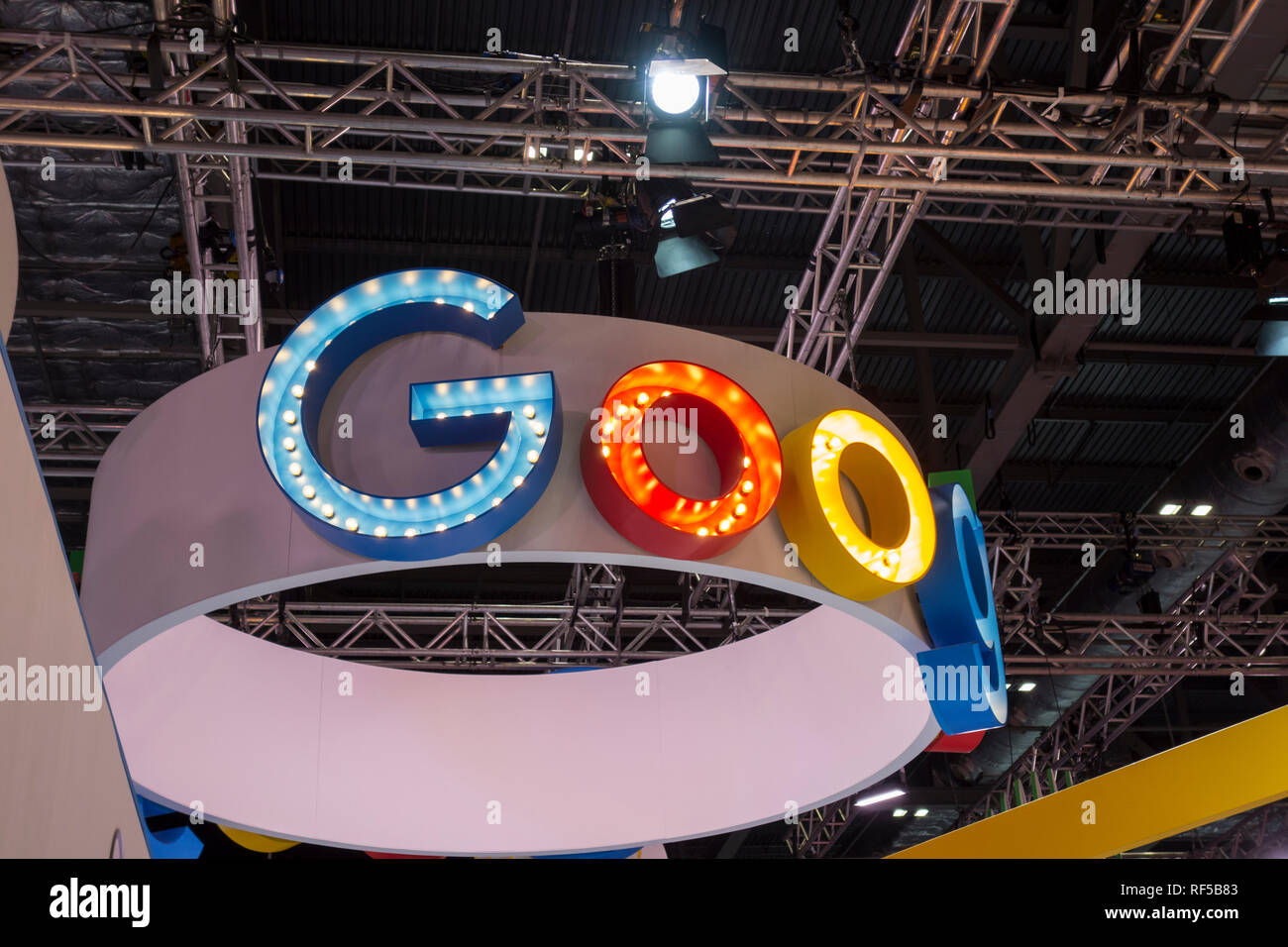 Google signage at the British Educational Technology Trade Show (BETT) at  the Excel Centre, London, UK Stock Photo - Alamy