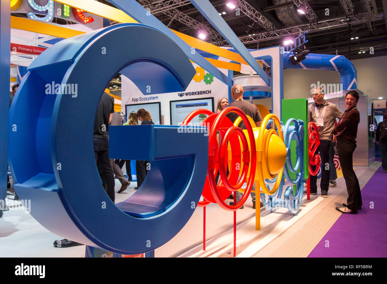 Google signage at the British Educational Technology Trade Show (BETT) at  the Excel Centre, London, UK Stock Photo - Alamy