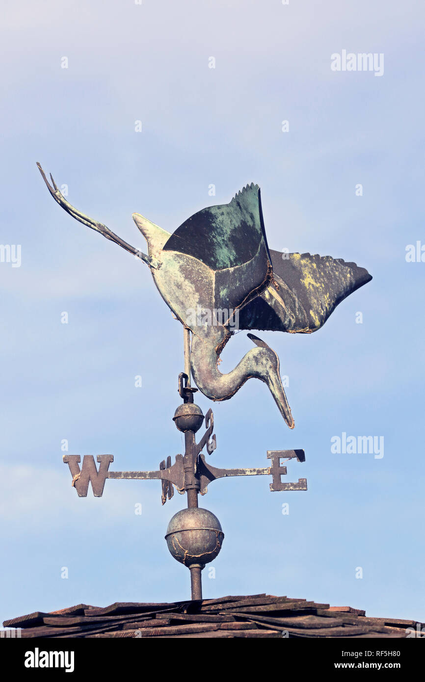 A Great Blue Heron weather vane Stock Photo