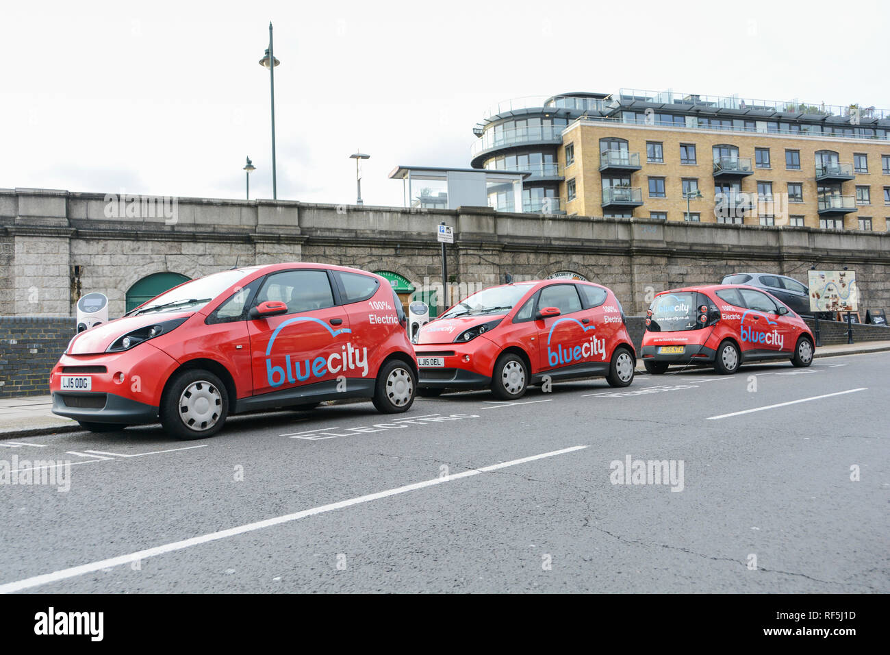 Blue City electric car-sharing scheme in LOndon, UK Stock Photo