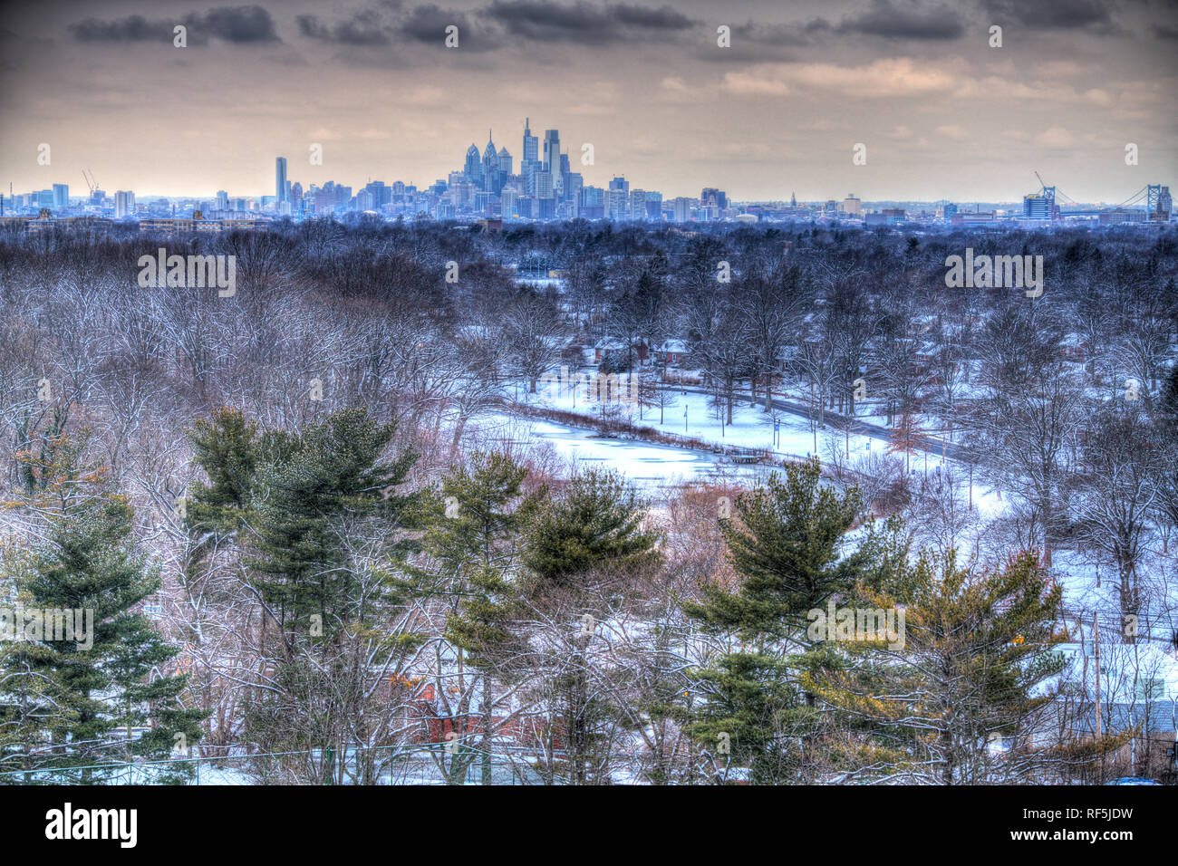 Center City Philadelphia on a Snowy Day Stock Photo