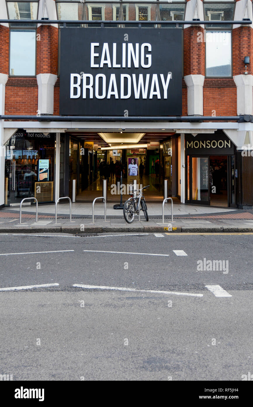 Exterior facade and entrance to Ealing Broadway shopping centre, The Broadway, London, W5, UK