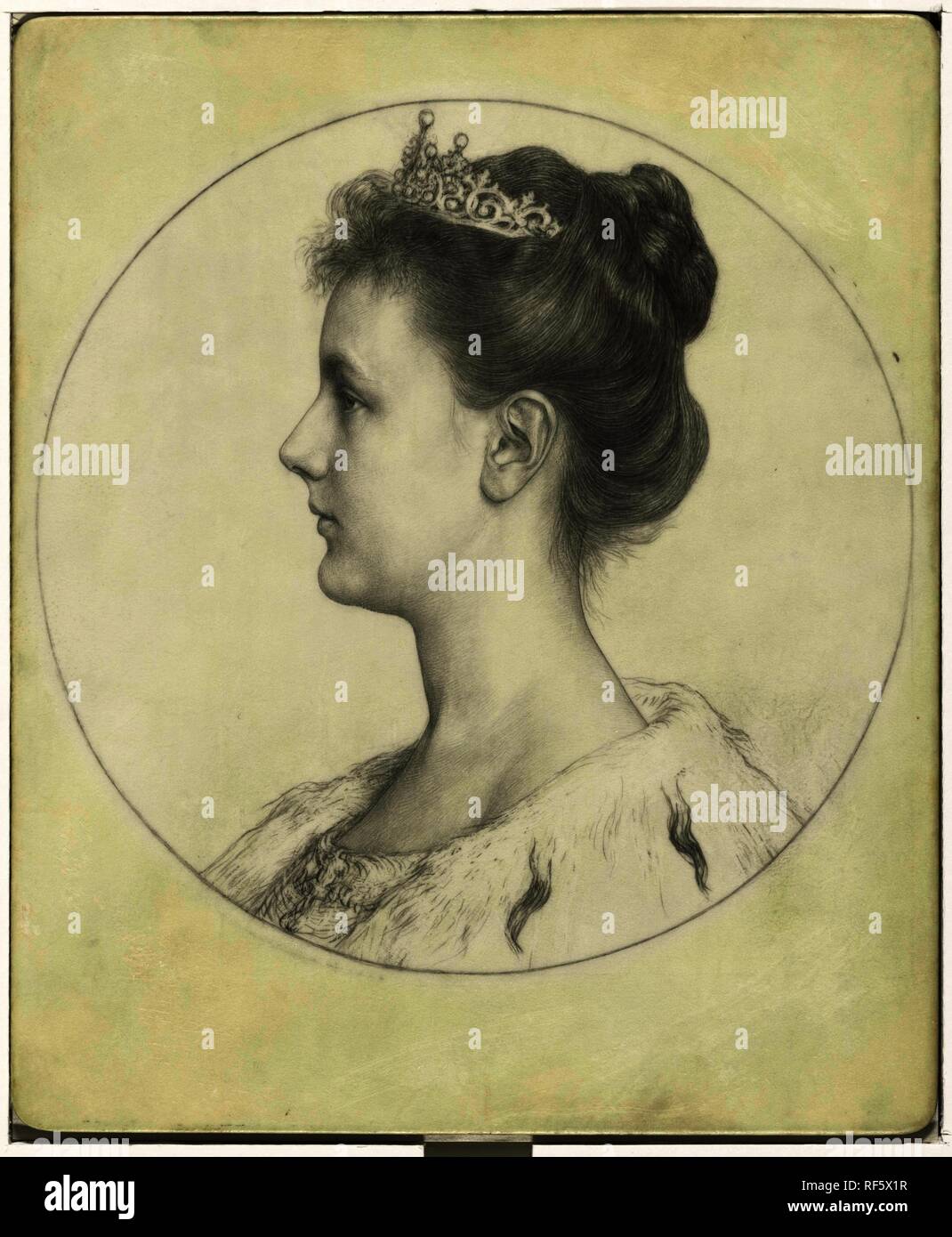 Portrait of Queen Wilhelmina. Draughtsman: Jan Veth. Dating: 1874 - 1925. Measurements: d 226 mm. Museum: Rijksmuseum, Amsterdam. Stock Photo