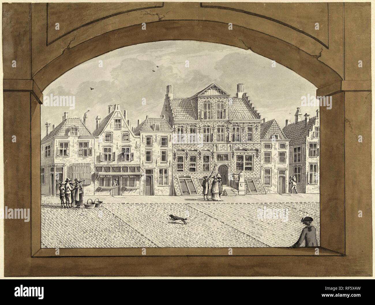 The house Hogelande in Middelburg. Draughtsman: Dirk Verrijk. Dating: 1744 - 1786. Measurements: h 333 mm × w 447 mm. Museum: Rijksmuseum, Amsterdam. Stock Photo