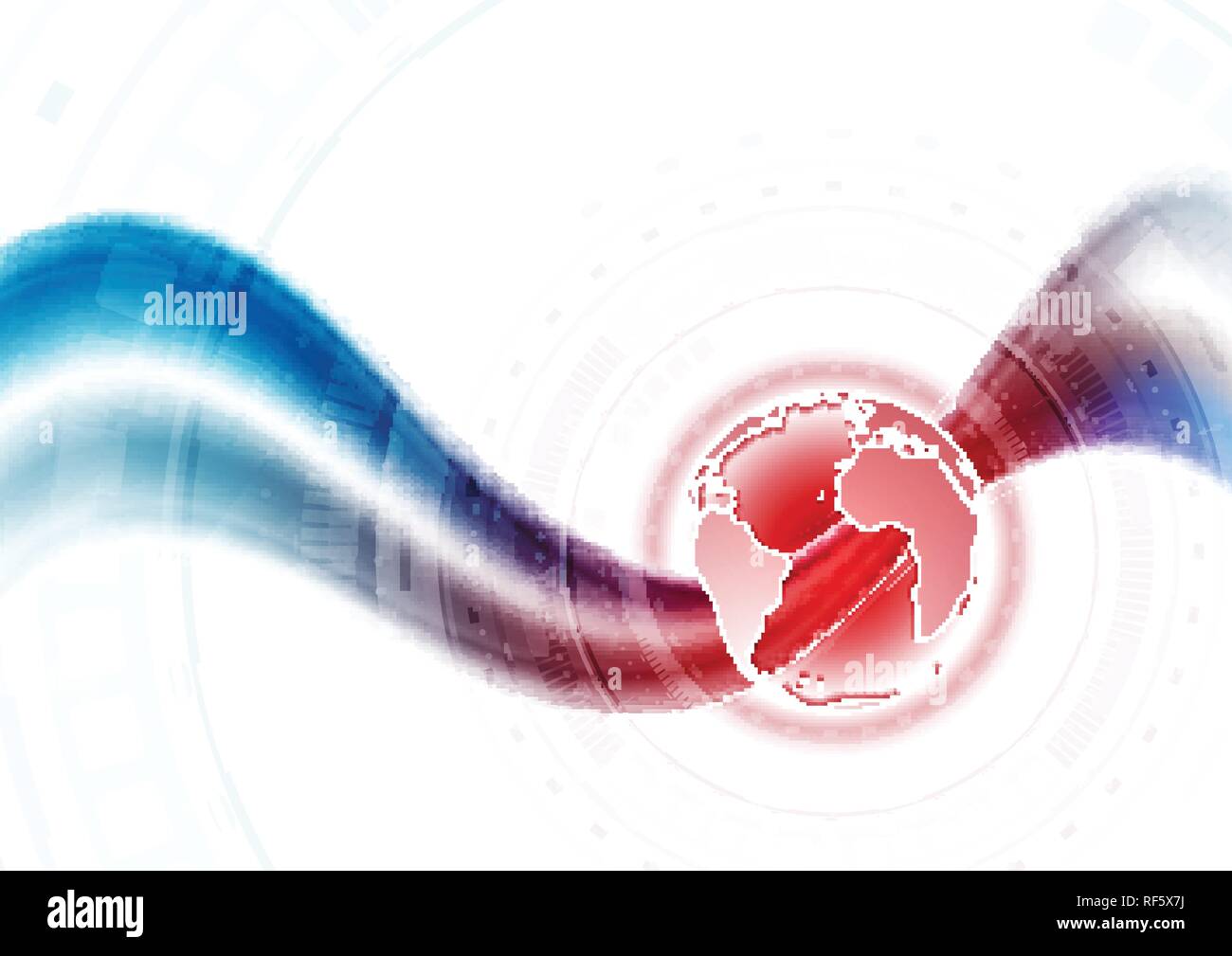 Bright abstract technology background with wave and globe. Vector ...
