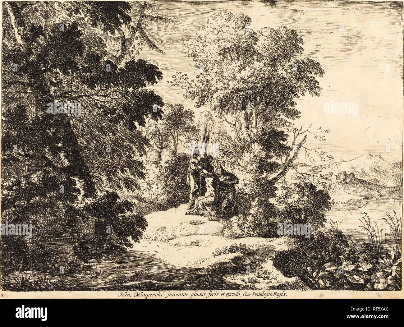 The Flaying of Marsyas. Medium: etching. Museum: National Gallery of Art, Washington DC. Author: Henri Mauperche. Stock Photo