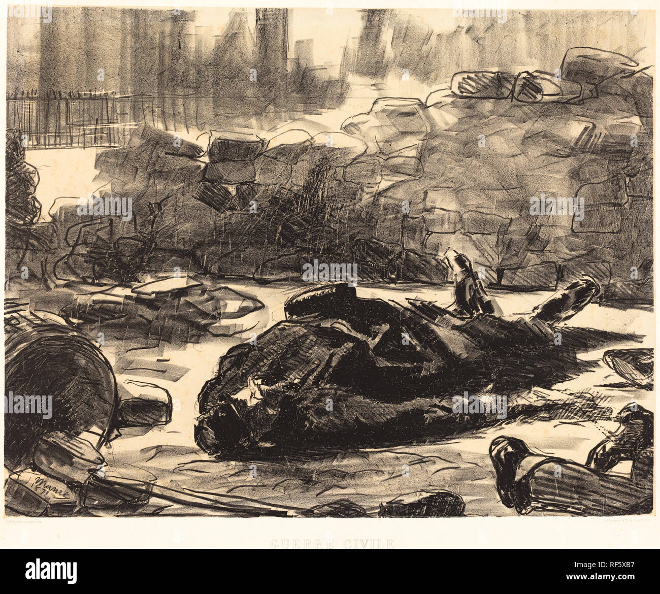 Civil War (Guerre civile). Dated: 1871. Dimensions: image: 40 x 50.7 cm (15 3/4 x 19 15/16 in.)  sheet: 47.6 x 60.4 cm (18 3/4 x 23 3/4 in.). Medium: lithograph. Museum: National Gallery of Art, Washington DC. Author: EDOUARD MANET. Stock Photo