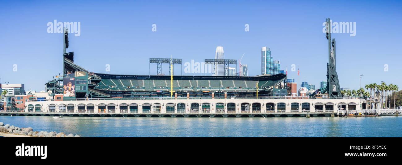 October 7, 2017 San Francisco/CA/USA - AT&T Park baseball arena on the waterfront Stock Photo