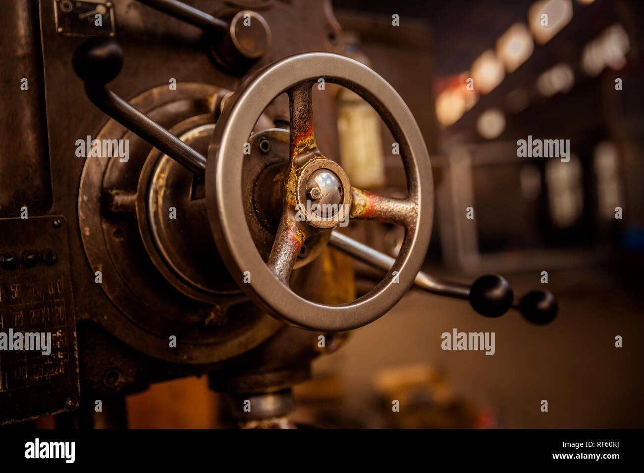 Detail Of A Vintage Industrial Metal Working Lathe Stock Photo - Alamy