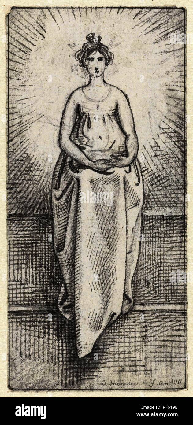 Woman in halo. Draughtsman: David Pièrre Giottino Humbert de Superville. Dating: 1780 - 1849. Measurements: h 122 mm × w 57 mm. Museum: Rijksmuseum, Amsterdam. Stock Photo