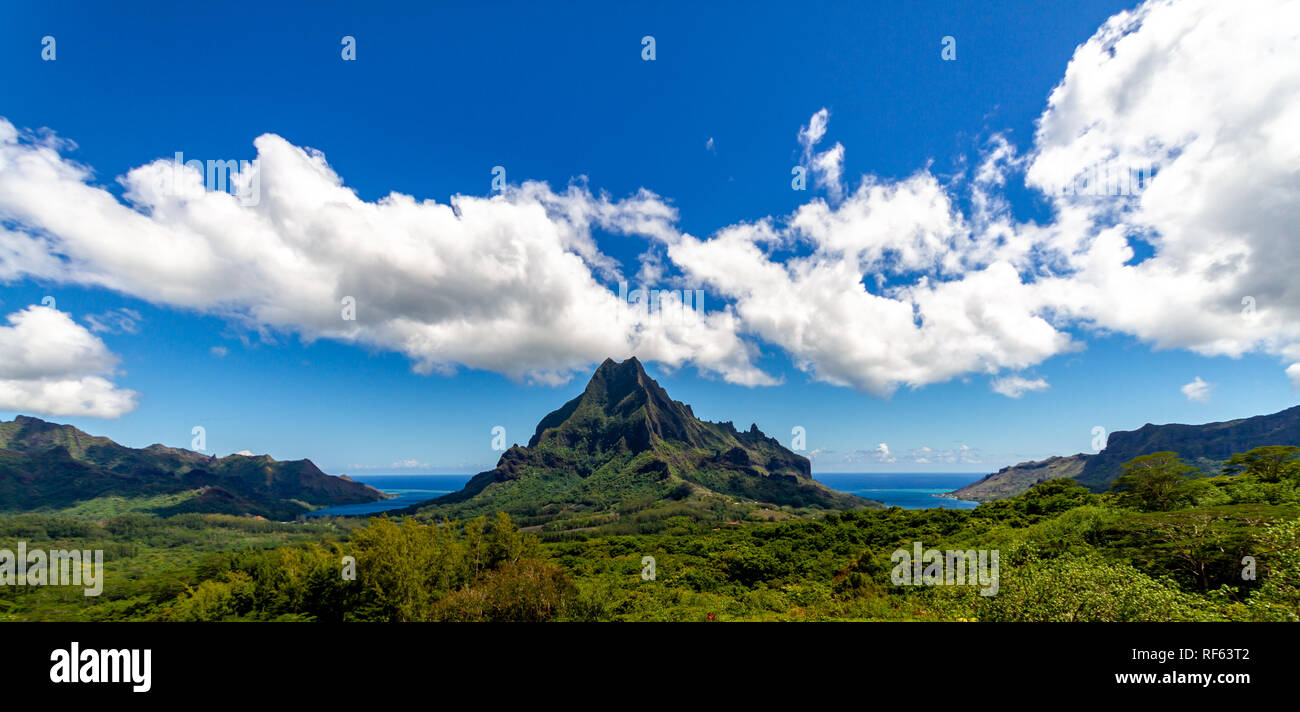 Mount Rotui Landscape, French Polynesia Stock Photo