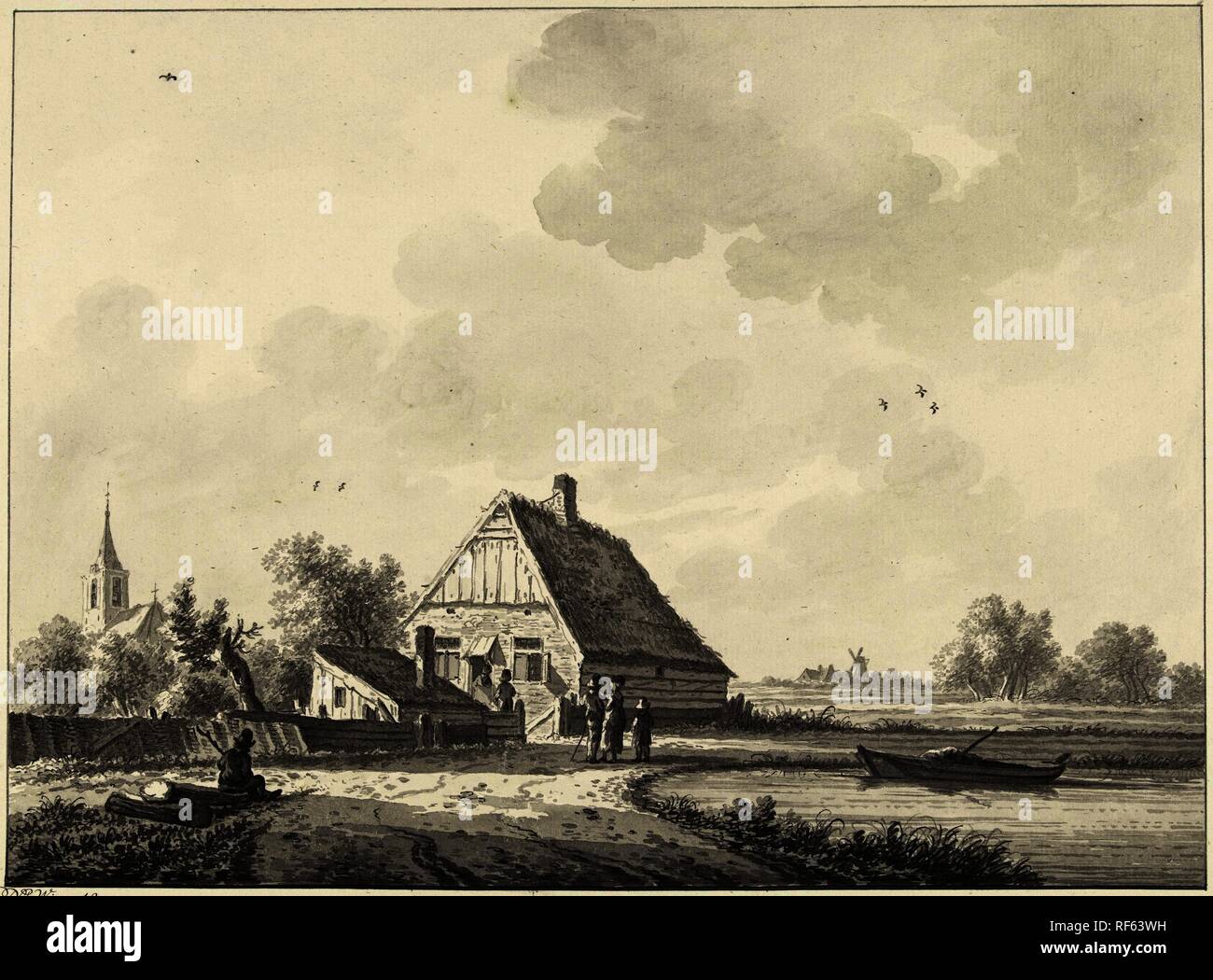 The village Drumpt in Gelderland. Draughtsman: Nicolaas Wicart. Dating: 1758 - 1815. Measurements: h 286 mm × w 408 mm; h 243 mm × w 321 mm. Museum: Rijksmuseum, Amsterdam. Stock Photo