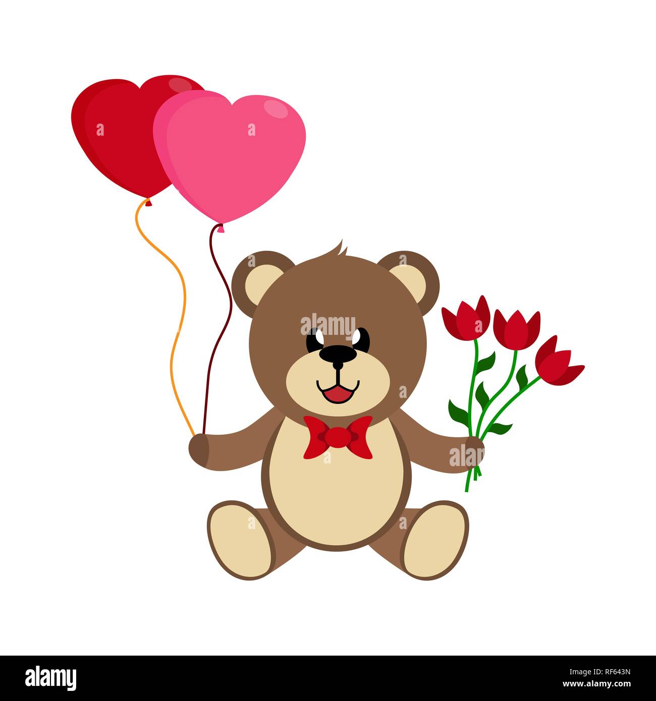 Медвежонок с цветами и шариками