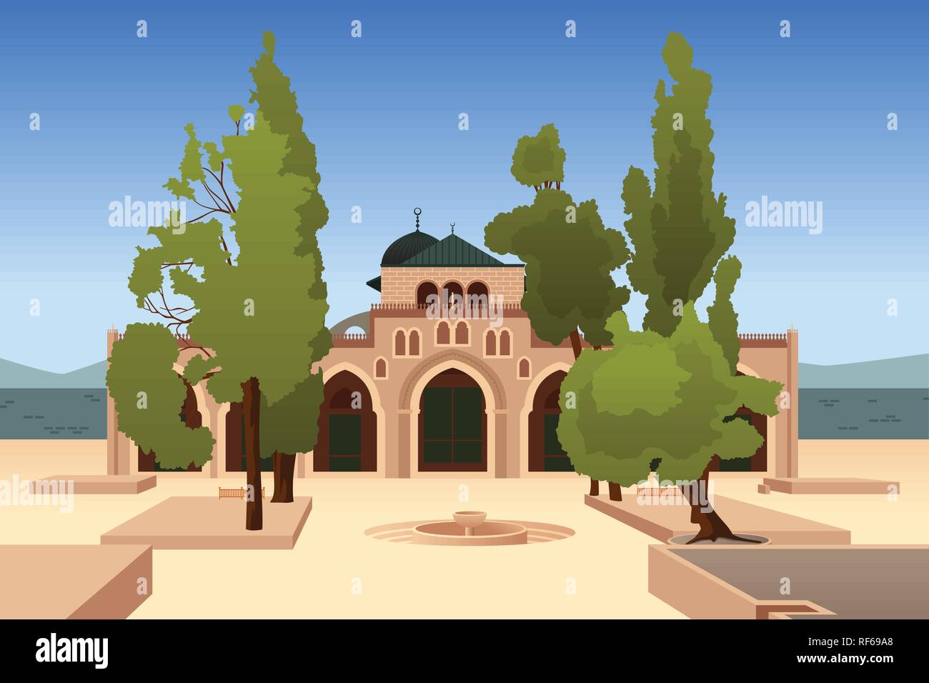 A vector illustration of Al-Aqsa Mosque in Jerusalem Stock Vector