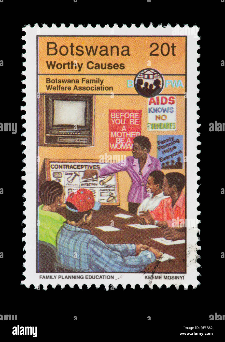 Postage stamp from Botswana depicting Family Planning Education Stock Photo