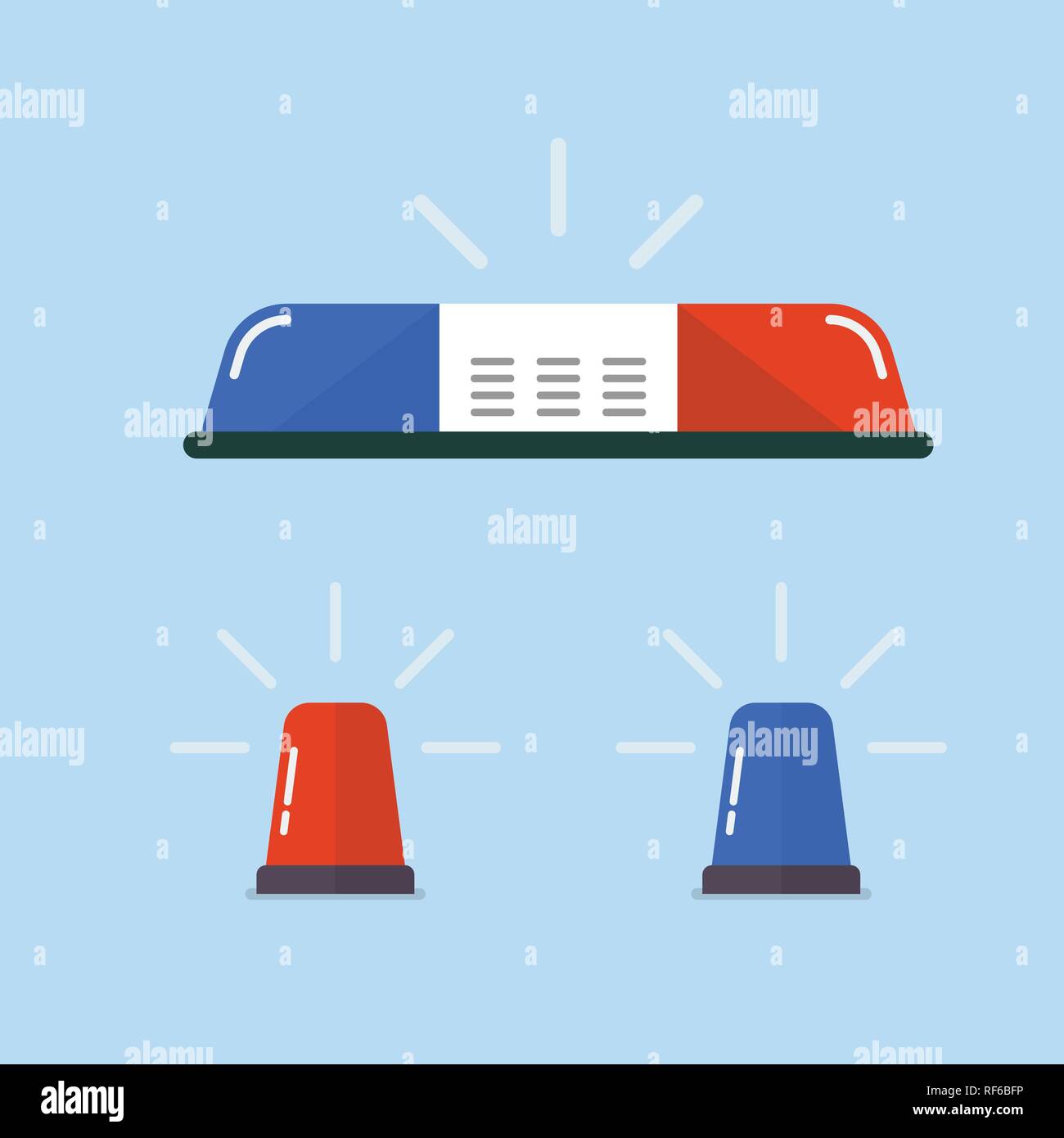 Police flasher or ambulance flasher set. Vector illustration Stock Vector
