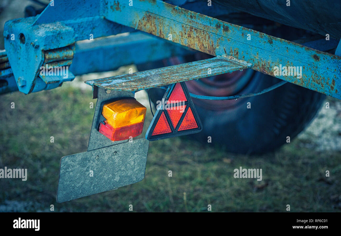 Tail light on a vehicle trailer Stock Photo