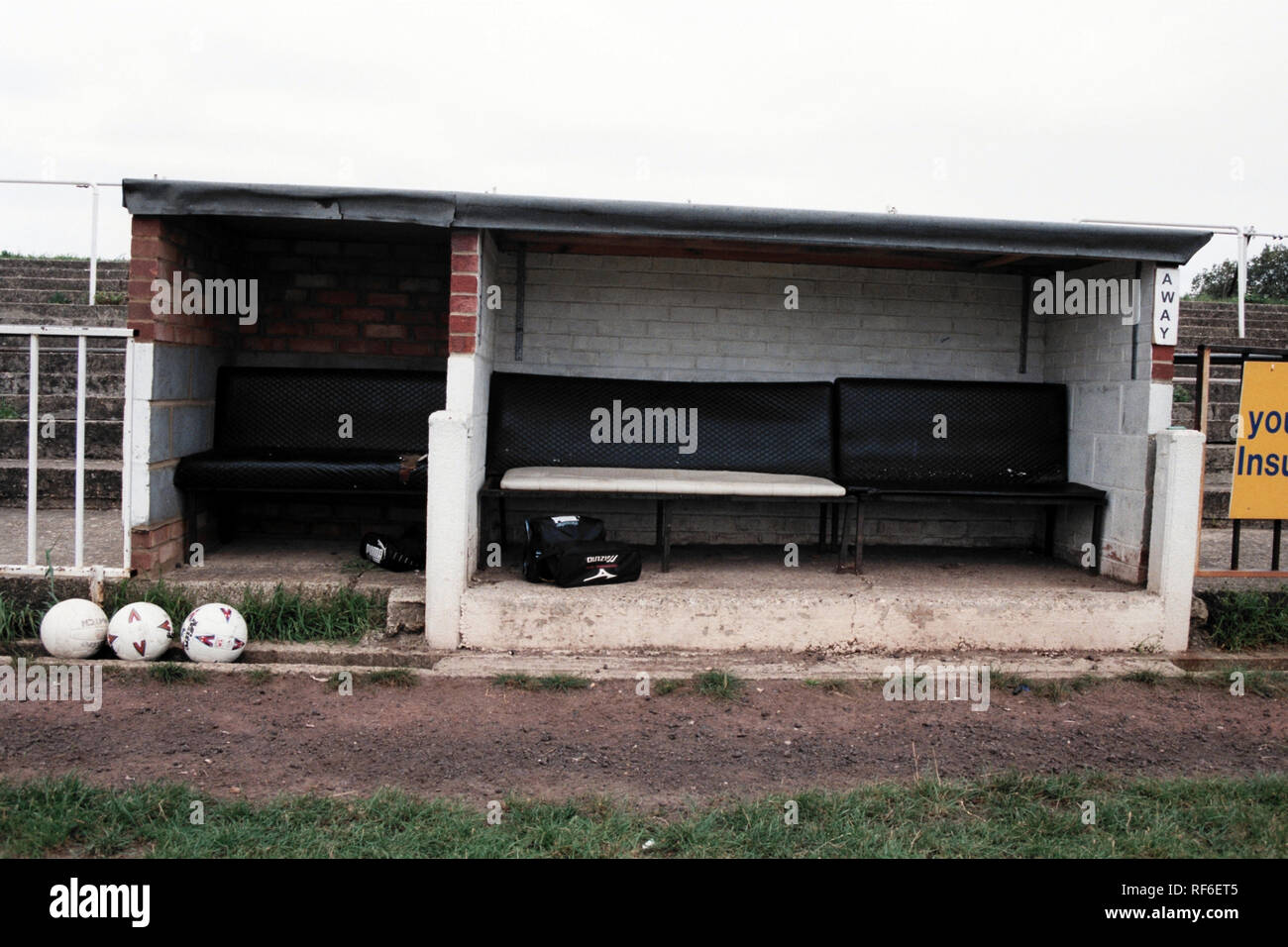 Dugout at Bromley FC Football Ground, Hayes Lane, Bromley, Kent