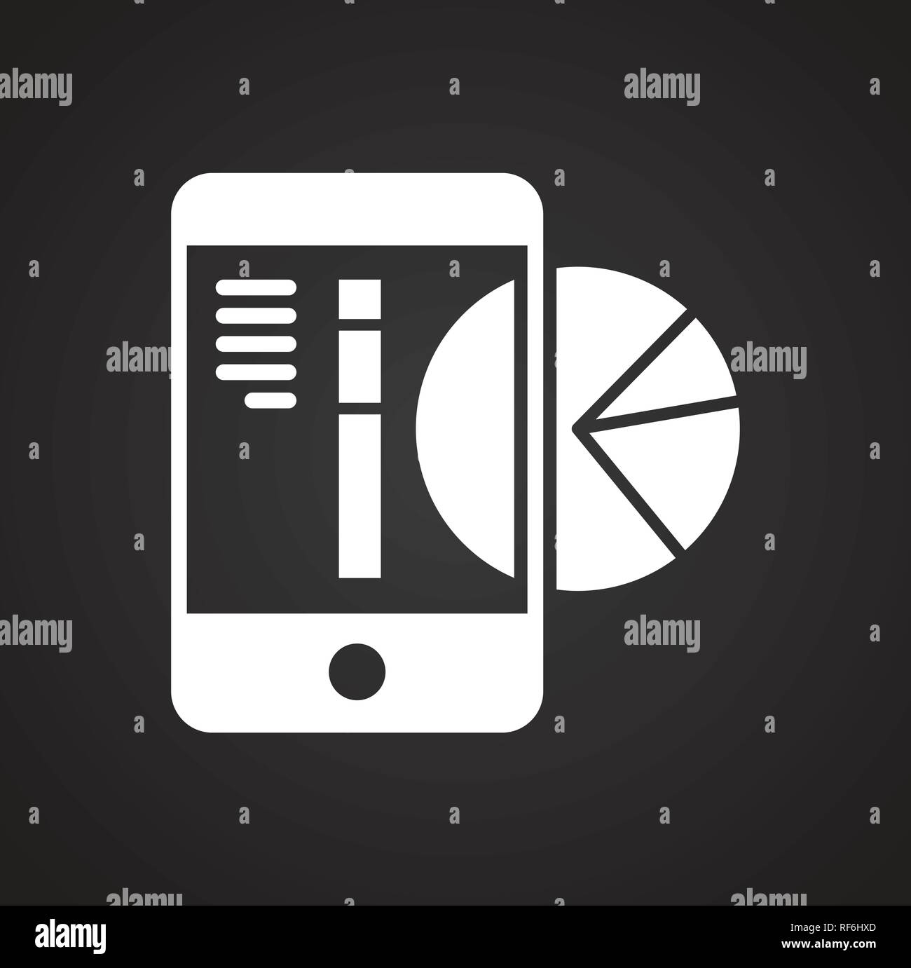 Data analysys icon on black background for graphic and web design ...