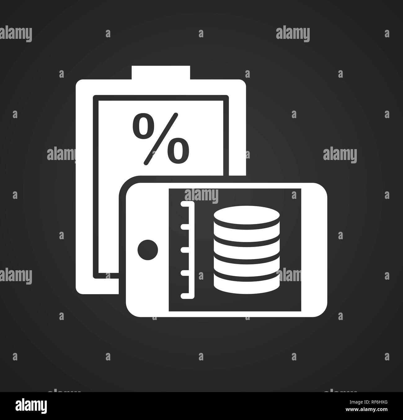 Data analysys icon on black background for graphic and web design ...