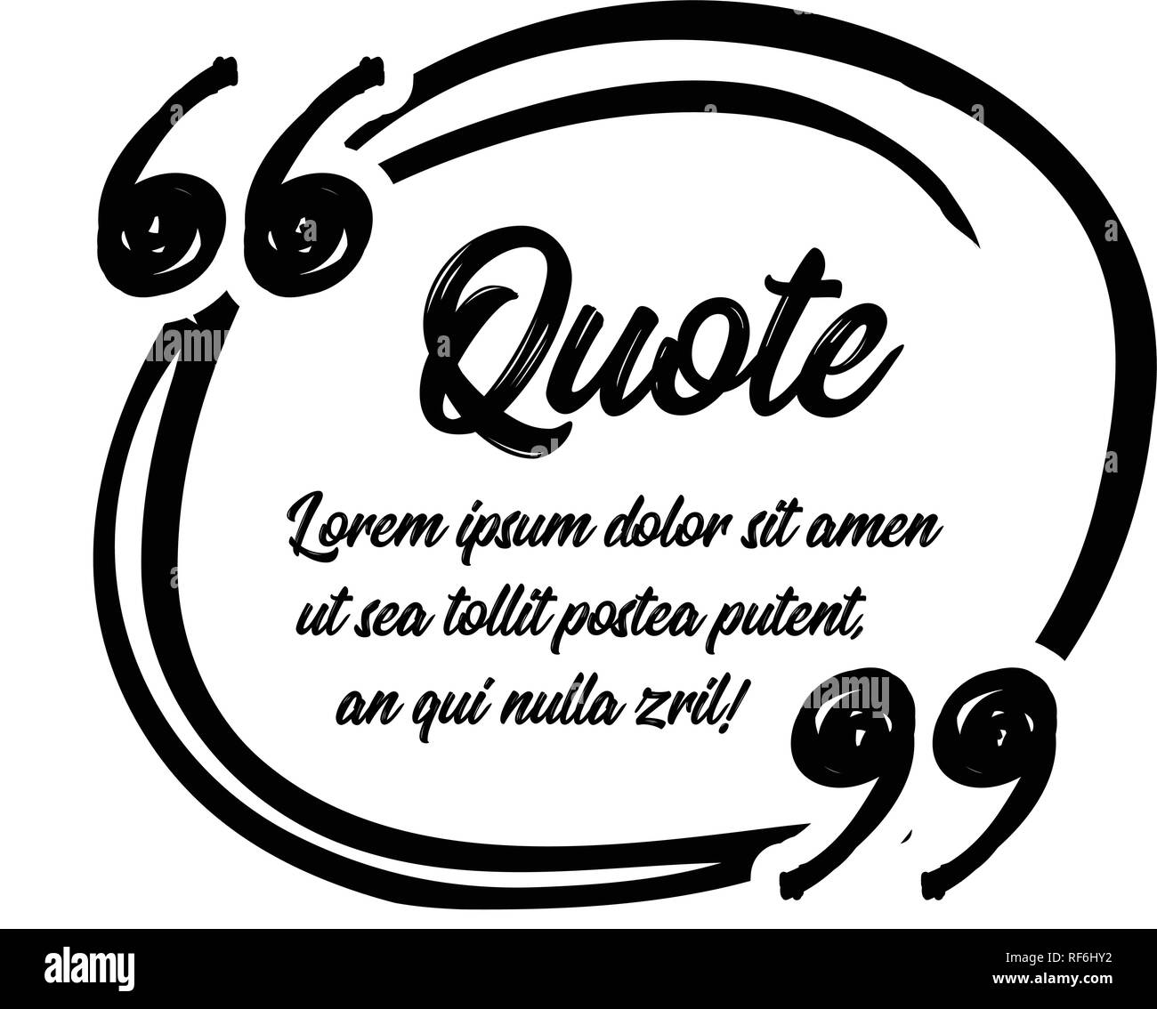 Drawn quotes and a frame to highlight the frame, quotes and other text in the article, or as a separate element. Vetor Stock Vector