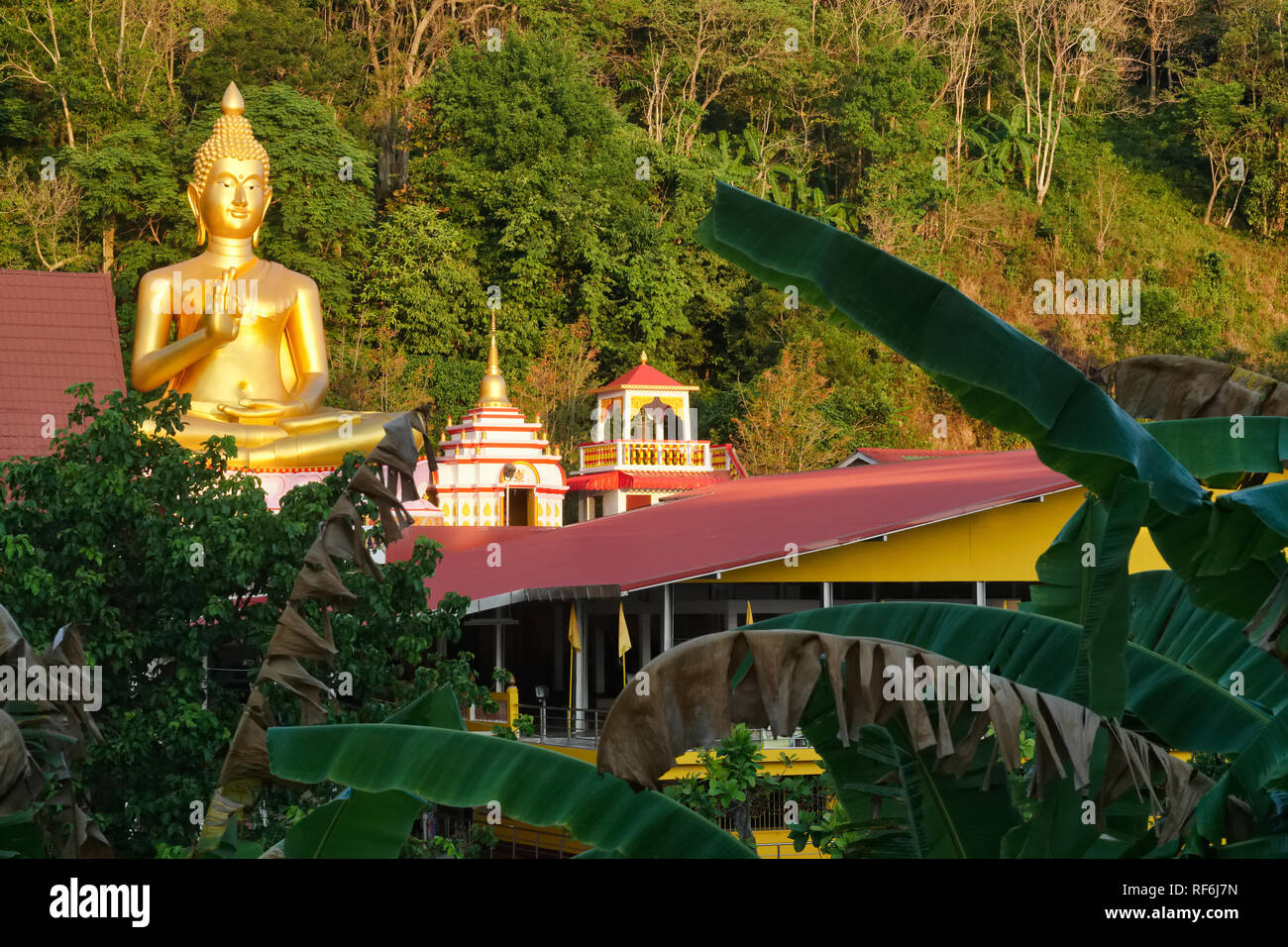 The big Buddha of Wat Khao Rang Samakkhitham, short Wat Khao Rang, at the foot of Khao Rang (Rang Hill), in Phuket Town, Phuket, Thailand Stock Photo