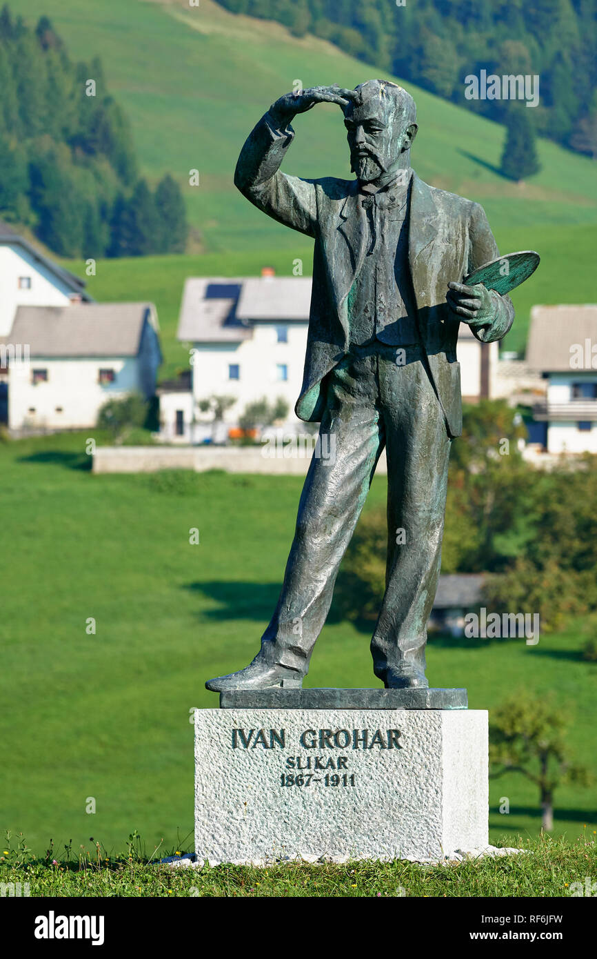 Statue of Ivan Grohar at Sorica, Gorenjska, Slovenia Stock Photo