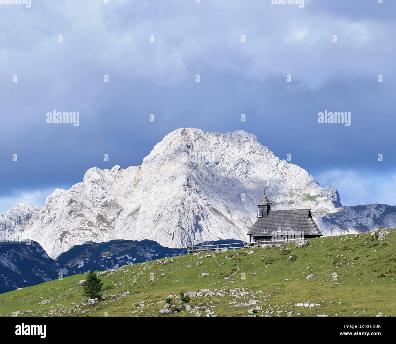 Chapel of Our Lady of the Snows, Cerkev Marije snezne, on Velika Planina, Kamnik, Gorenjska, Slovenia. Stock Photo