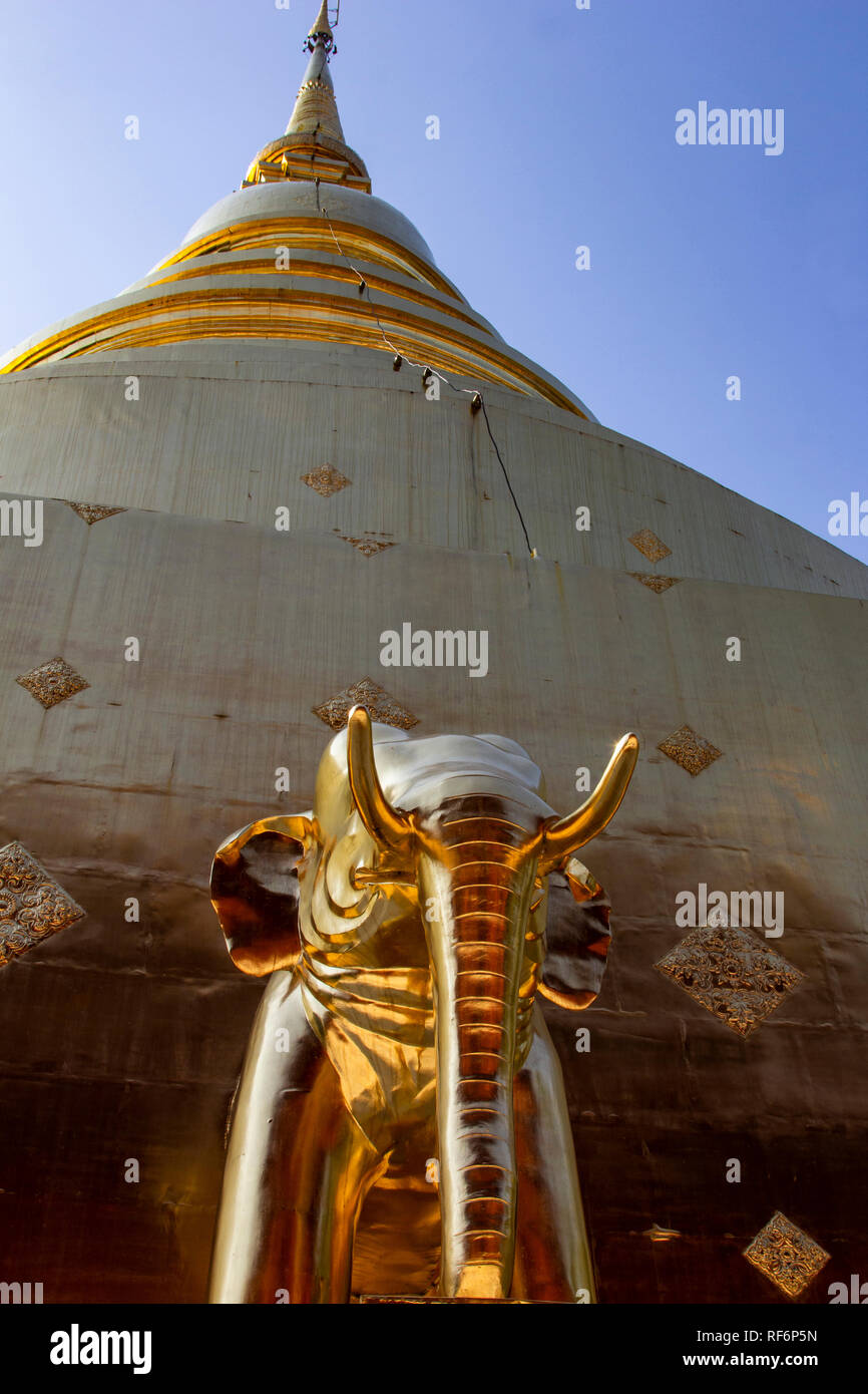 Wat Phra Singh - Wat Phra Singh Woramahaviharn - the main attraction of the complex was built in 1345 to house the Phra Buddha Singh statue and it is  Stock Photo