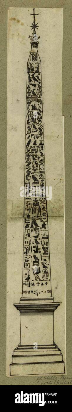 Egyptian obelisk. Draughtsman: anonymous. Dating: c. 1550 - c. 1650. Place: Italy. Measurements: h 520 mm × w 84 mm. Museum: Rijksmuseum, Amsterdam. Stock Photo