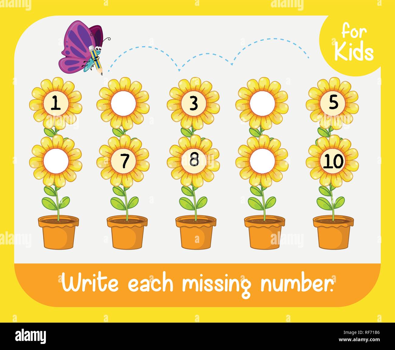 Write missing number worksheet illustration stock vector image art 