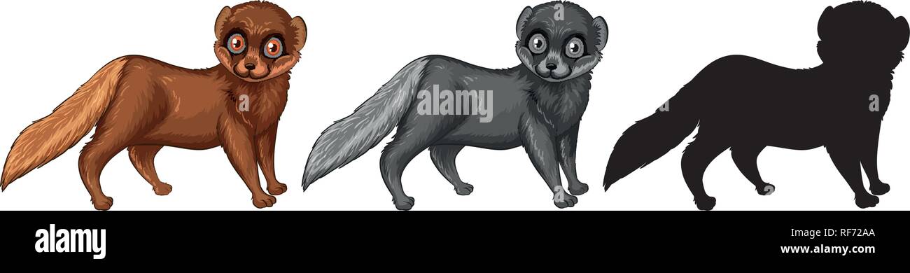 Set of weasel character illustration Stock Vector