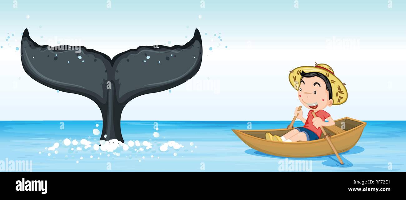 Humpback whale tail in ocean illustration Stock Vector Image & Art - Alamy