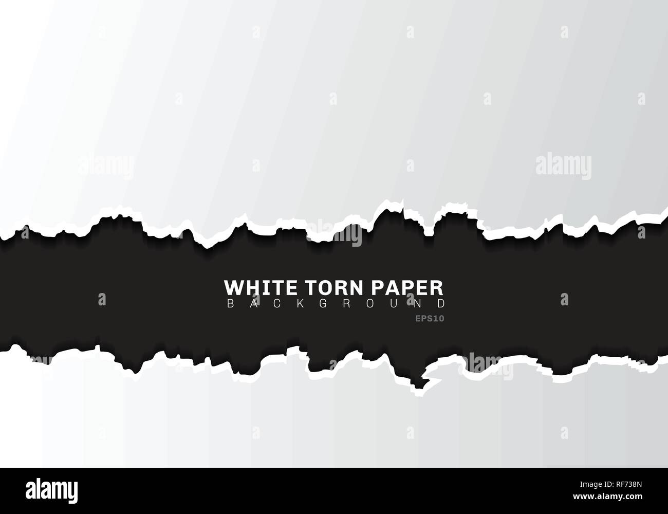 White torn paper edges with shadow on black background with copy space. Vector illustration Stock Vector