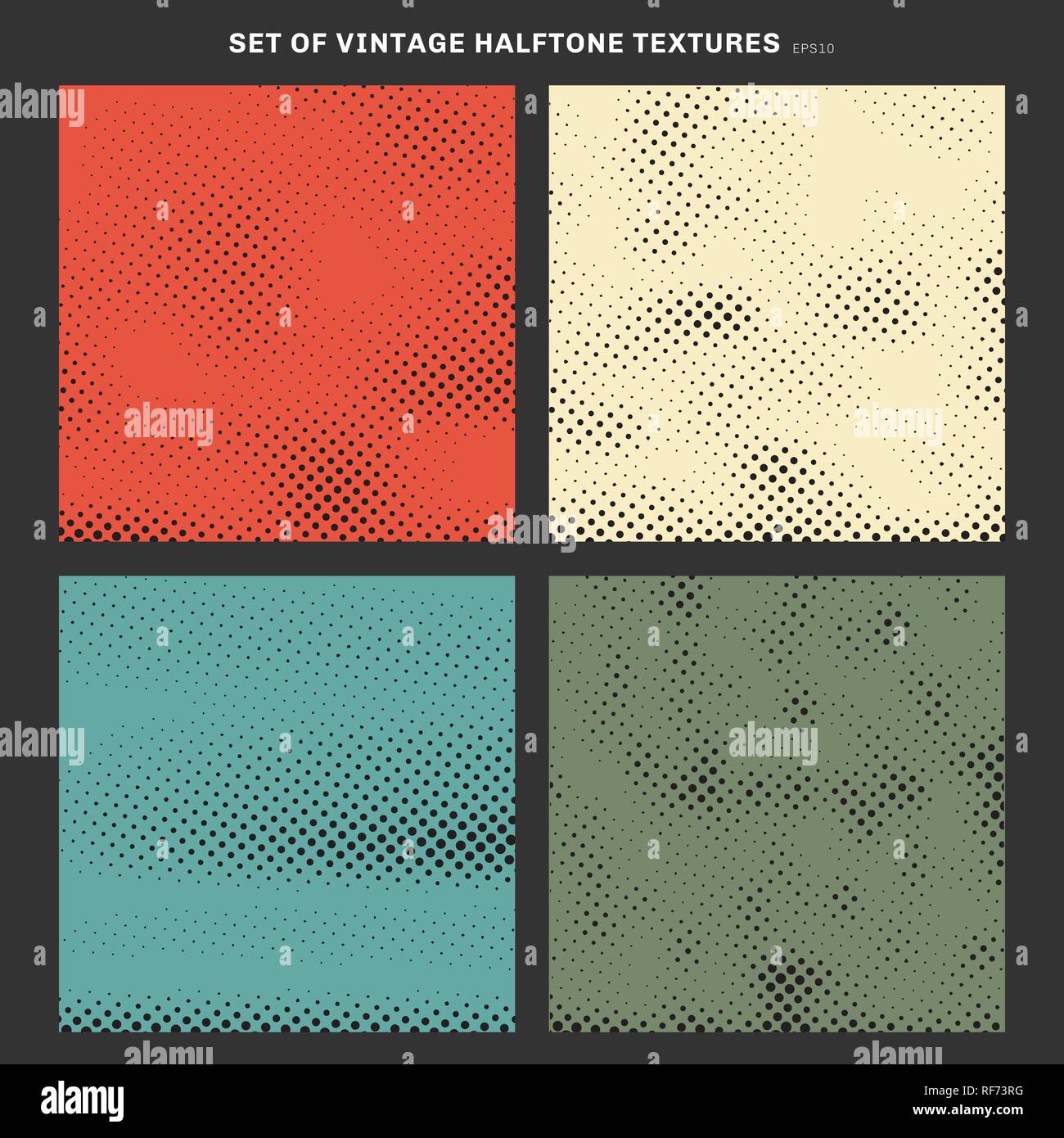 Set of vintage halftone texture effect created from squares background ...