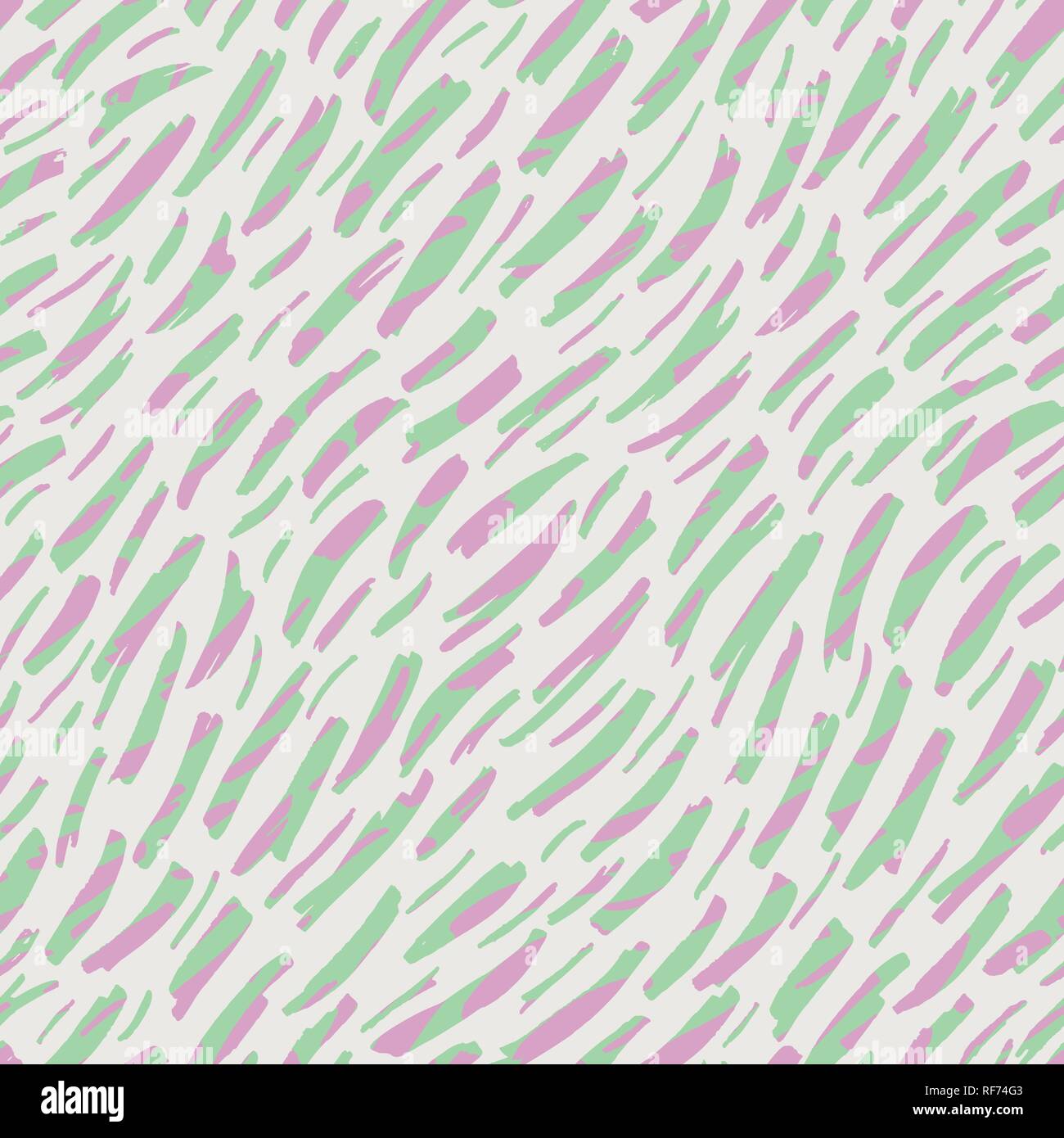 Abstract Hand-drawn Animal Skin Vector Seamless Pattern. Organic Fragments. Whimsical Diagonal StripesTexture in Pastel Neon. Brushstrokes background. Stock Vector