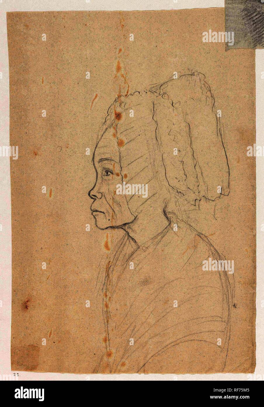 Old Javanese woman. Draughtsman: Jan Brandes. Dating: 23-Jan-1779 - 26-Aug-1785. Place: Batavia. Measurements: h 277 mm × w 189 mm. Museum: Rijksmuseum, Amsterdam. Stock Photo
