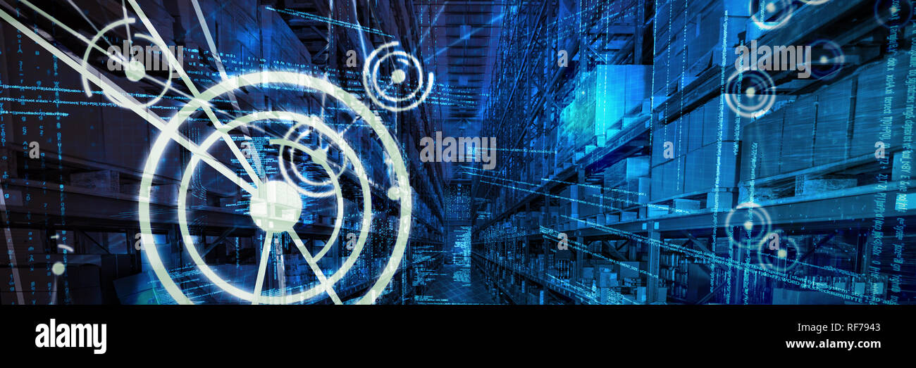 Composite image of binary codes and lines Stock Photo
