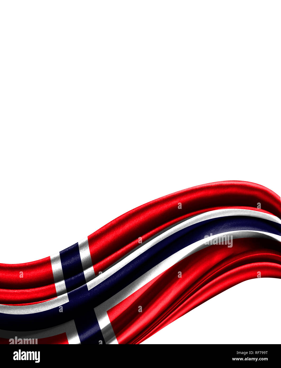 Norway flag on cloth isolated on white background Stock Photo - Alamy