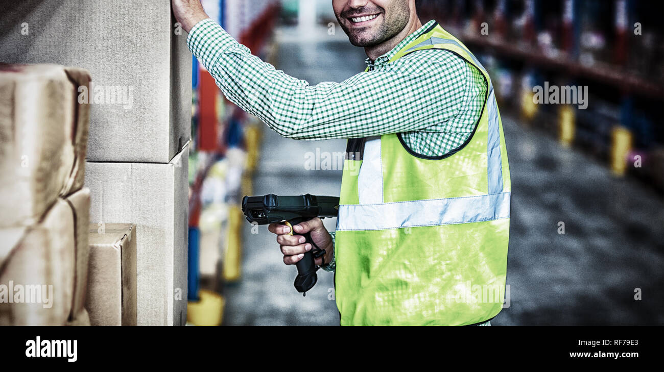 Worker is smiling and posing during work Stock Photo